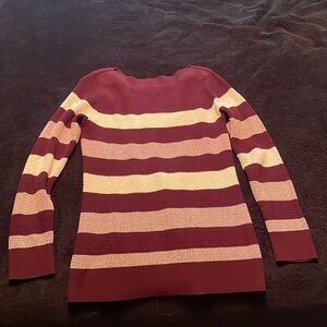 Maroon, Cream Striped Sweater